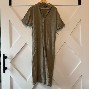 Lulu's Olive Green Collared Cropped Wide Leg Jumpsuit